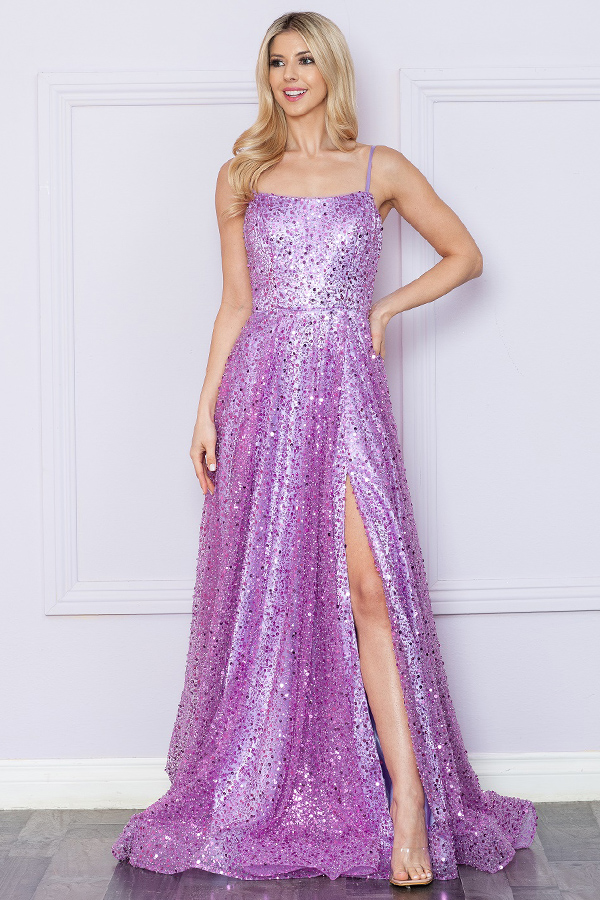 Sequin A Line Dress with Slitted Skirt